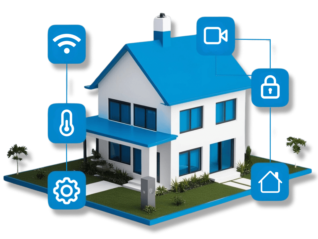 house with icons of automation, Iot and smart home